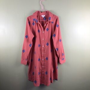 J.Jill embroidered crinkled button down shirt dress